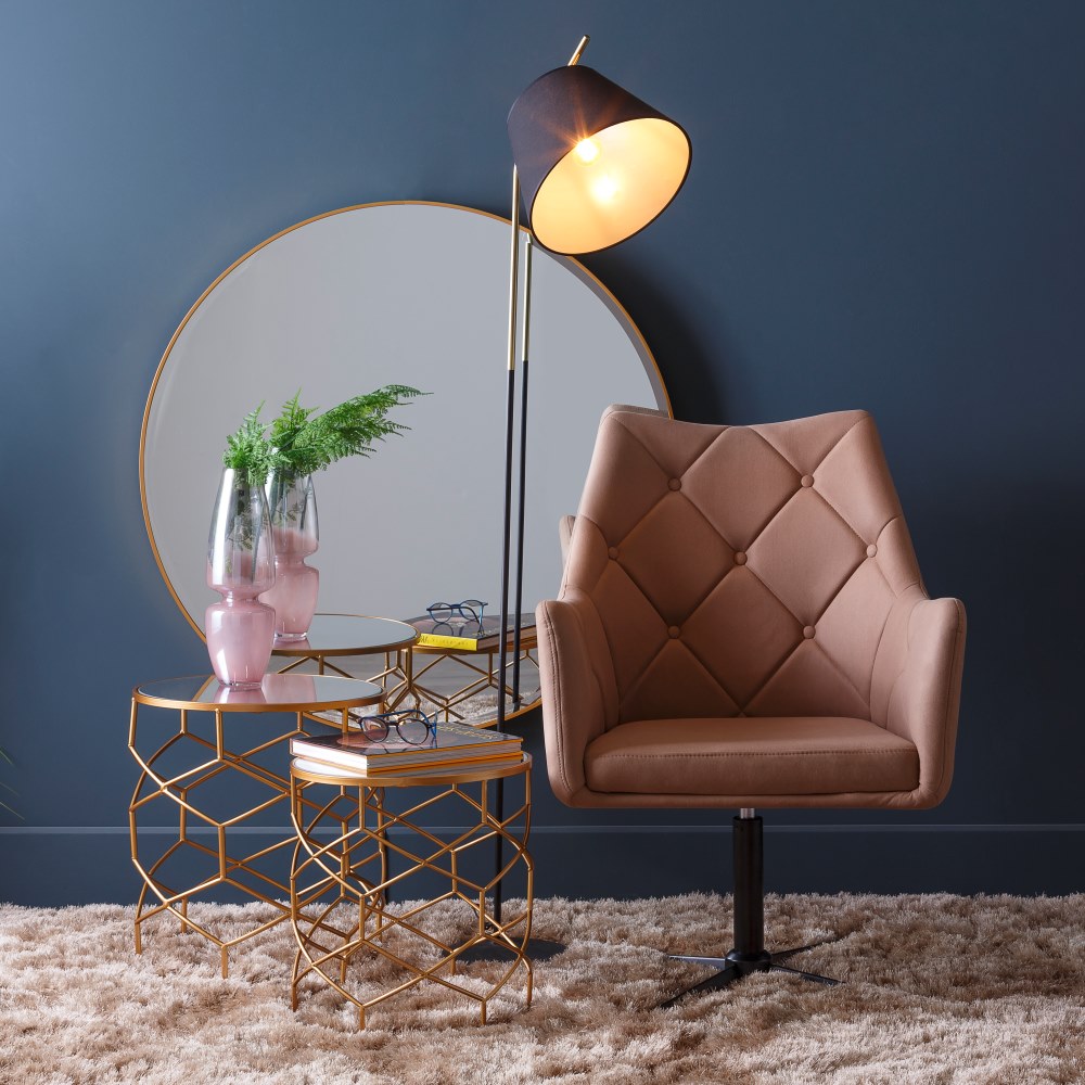 ESPEJO ORO ALUMINIO-CRISTAL DECORACIÓN 100 X 4 X 100 CM