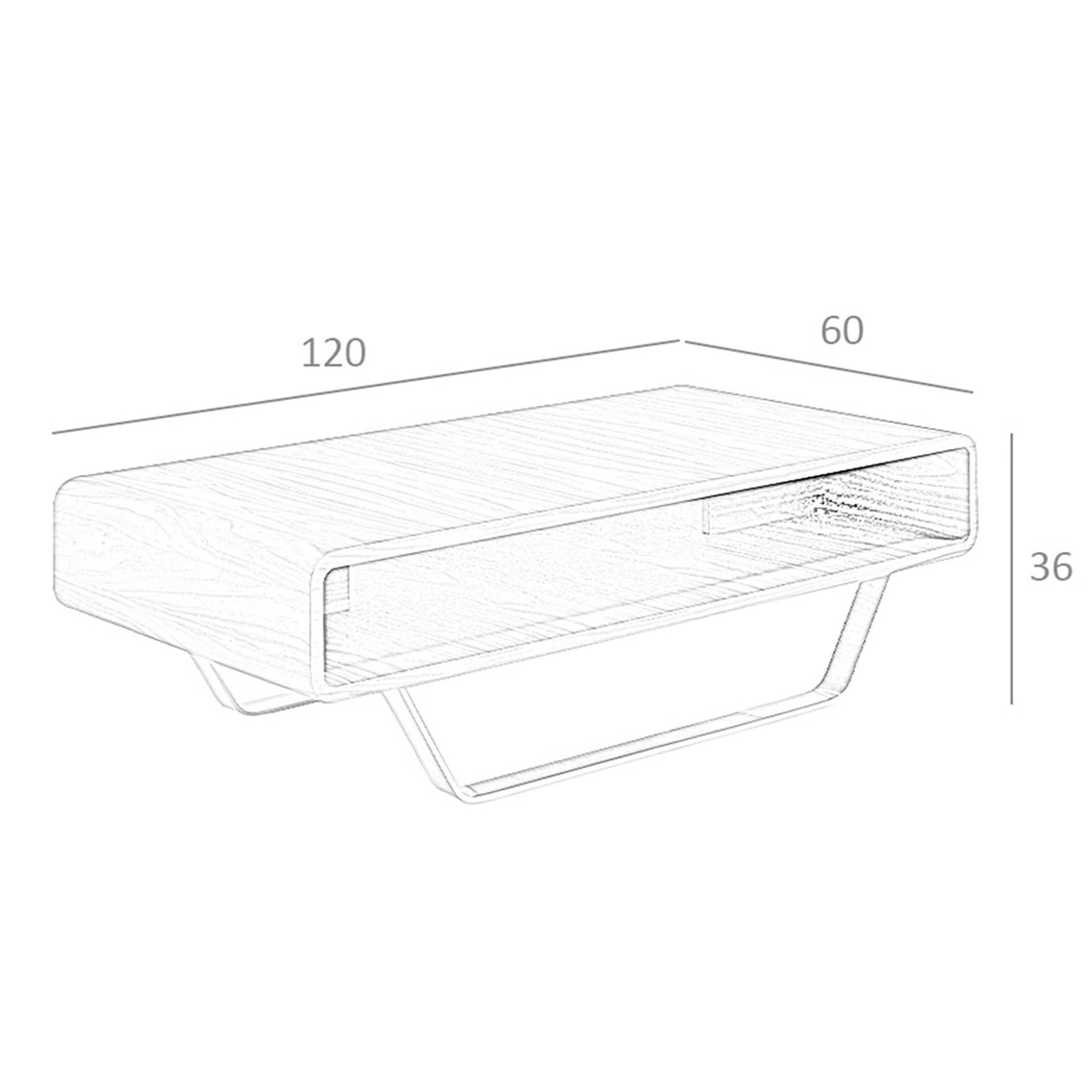 Mesa centro rectangular nogal y acero cromado - Imagen 9