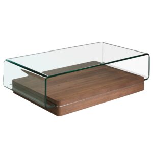 Mesa centro rectangular cristal templado y nogal Angel Cerdá