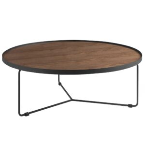 Mesa centro redonda nogal y acero negro Angel Cerdá
