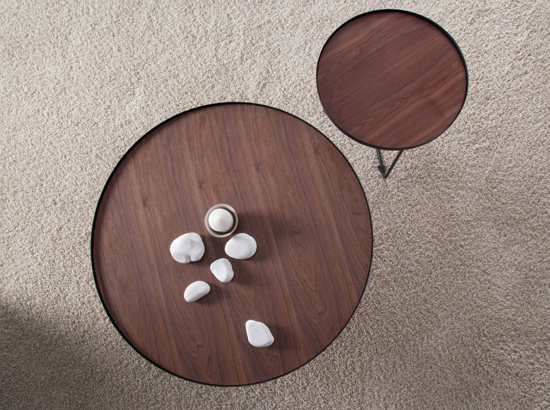 Mesa centro redonda nogal y acero negro - Imagen 7