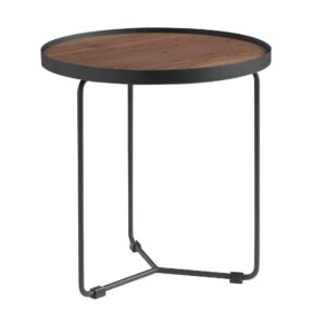 Mesa rincón redonda nogal y acero negro Angel Cerdá