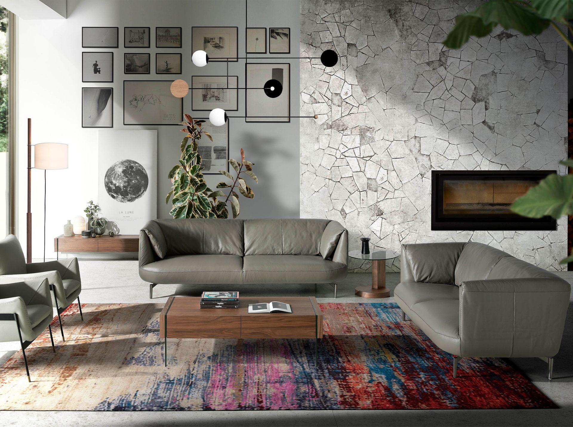 Mesa rincón redonda cristal templado y nogal - Imagen 6