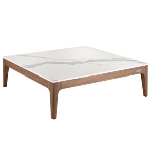 Mesa centro cuadrada mármol porcelánico y nogal Angel Cerdá