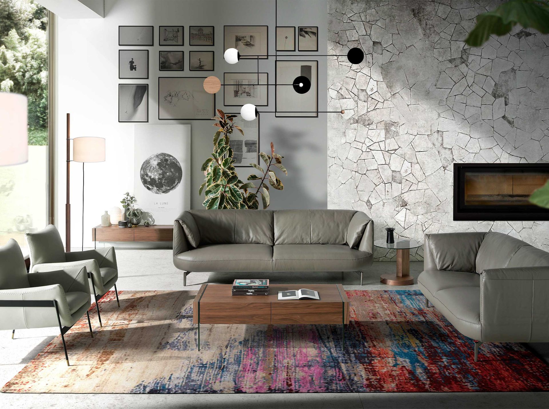 Mesa centro rectangular nogal y cristal templado - Imagen 4