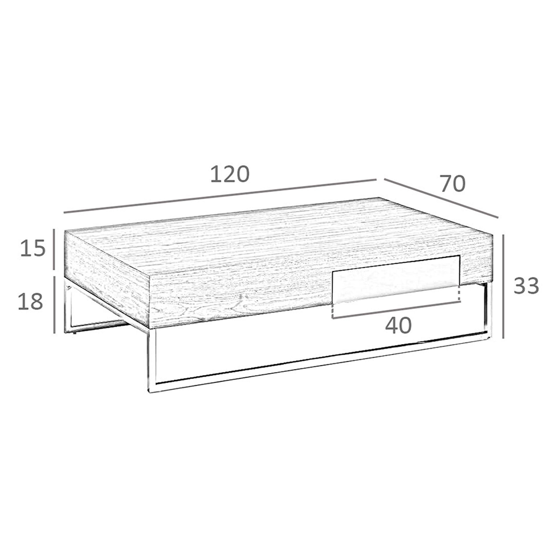 Mesa centro rectangular nogal y acero cromado - Imagen 6