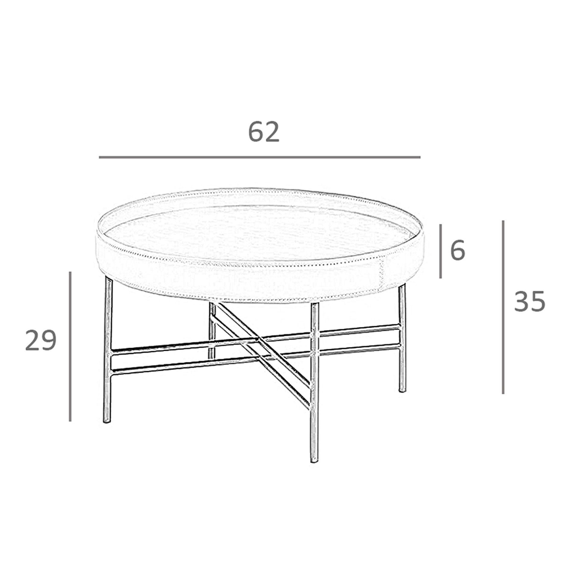 Mesa centro redonda polipiel, nogal y acero negro - Imagen 8