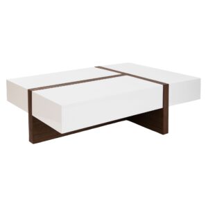 Mesa centro rectangular madera blanco y nogal Angel Cerdá