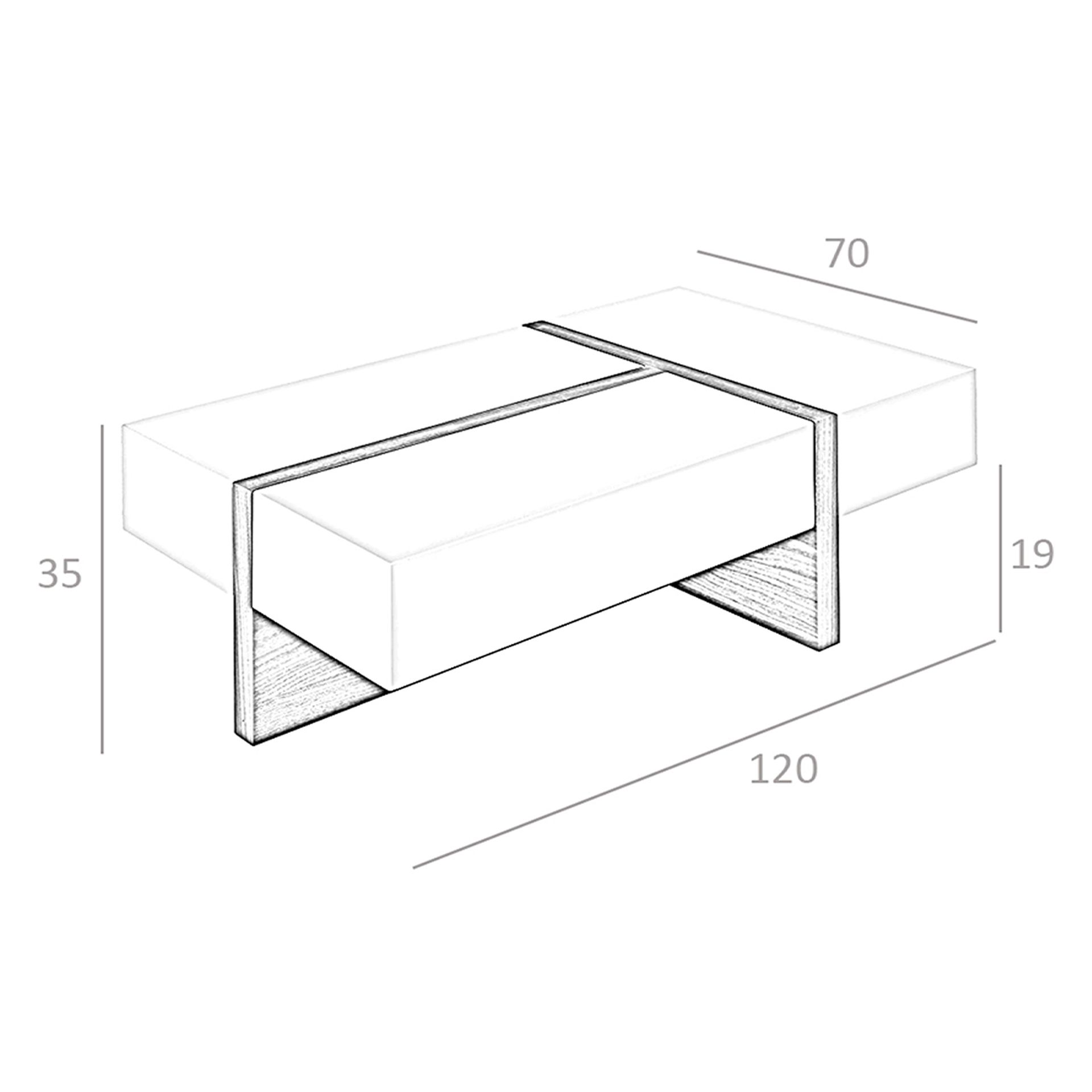 Mesa centro rectangular madera blanco y nogal - Imagen 6