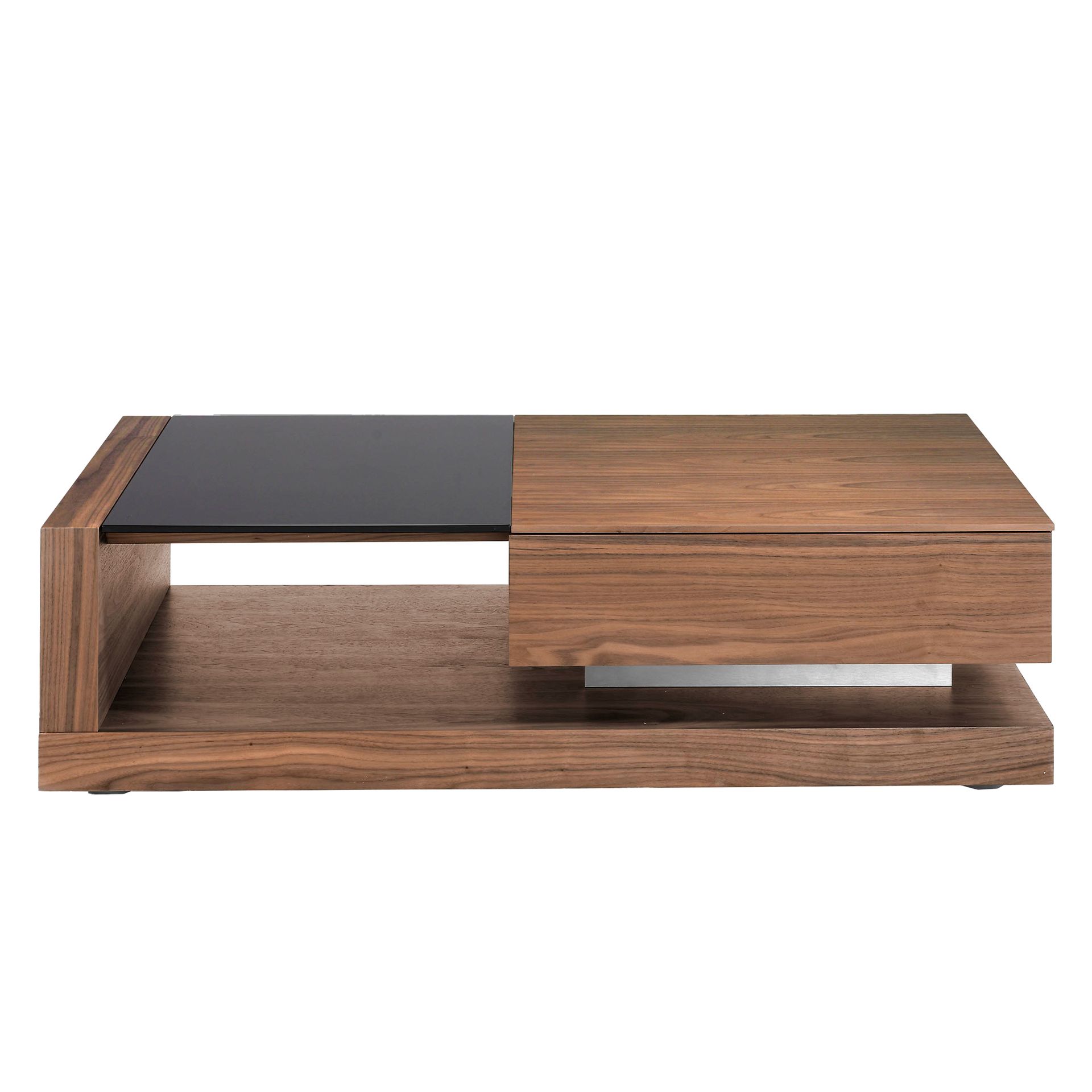 Mesa centro rectangular Cristal negro y nogal - Imagen 2