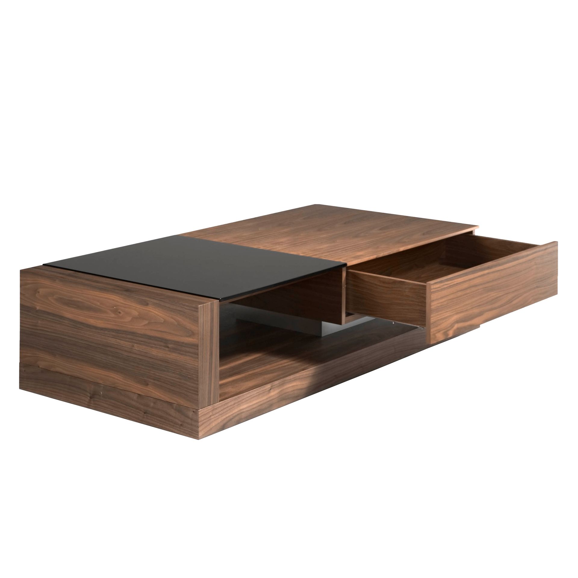 Mesa centro rectangular Cristal negro y nogal - Imagen 5