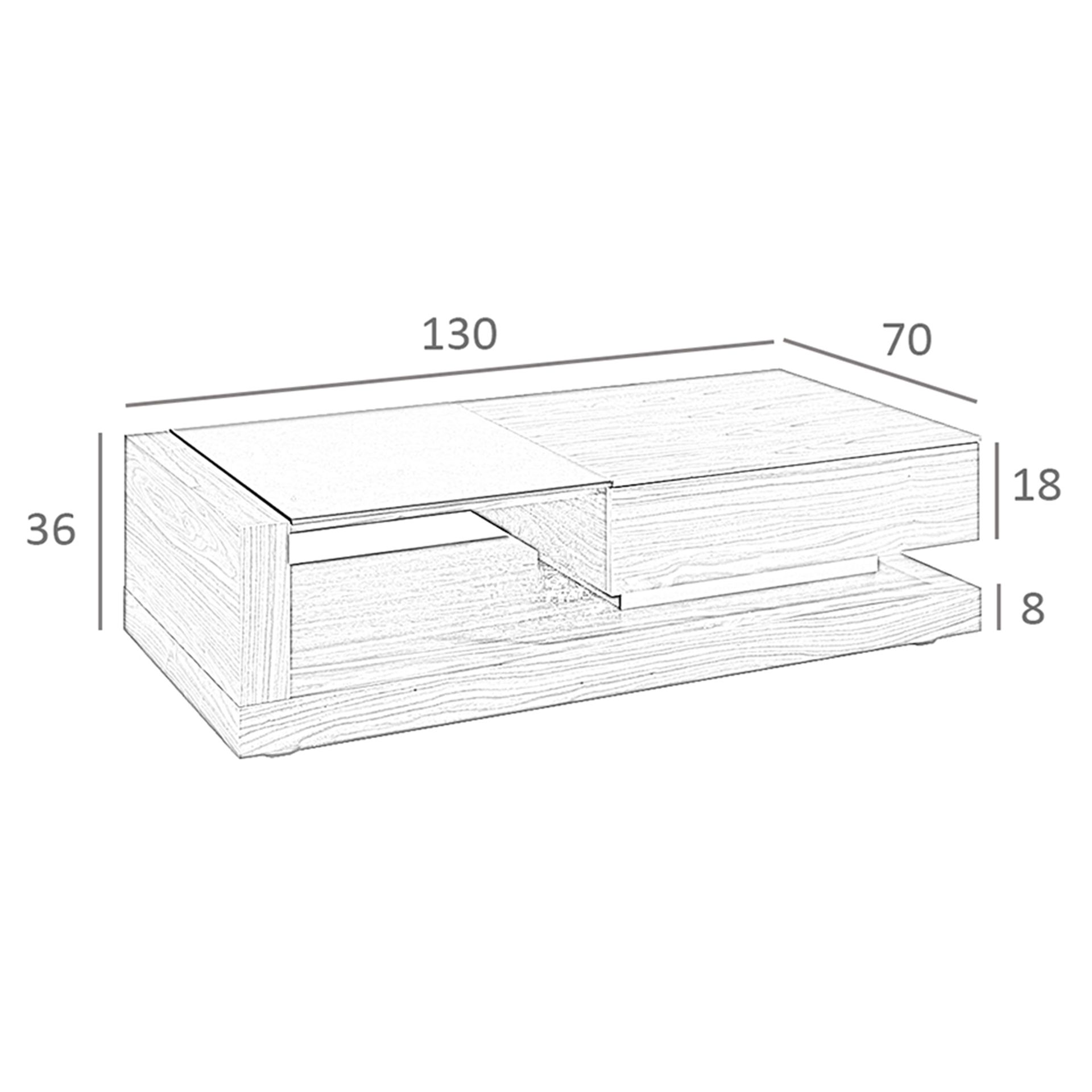Mesa centro rectangular Cristal negro y nogal - Imagen 7