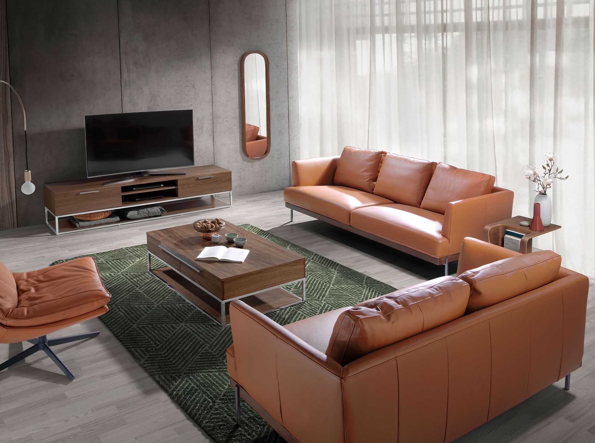 Mesa rincón rectangular nogal - Imagen 5