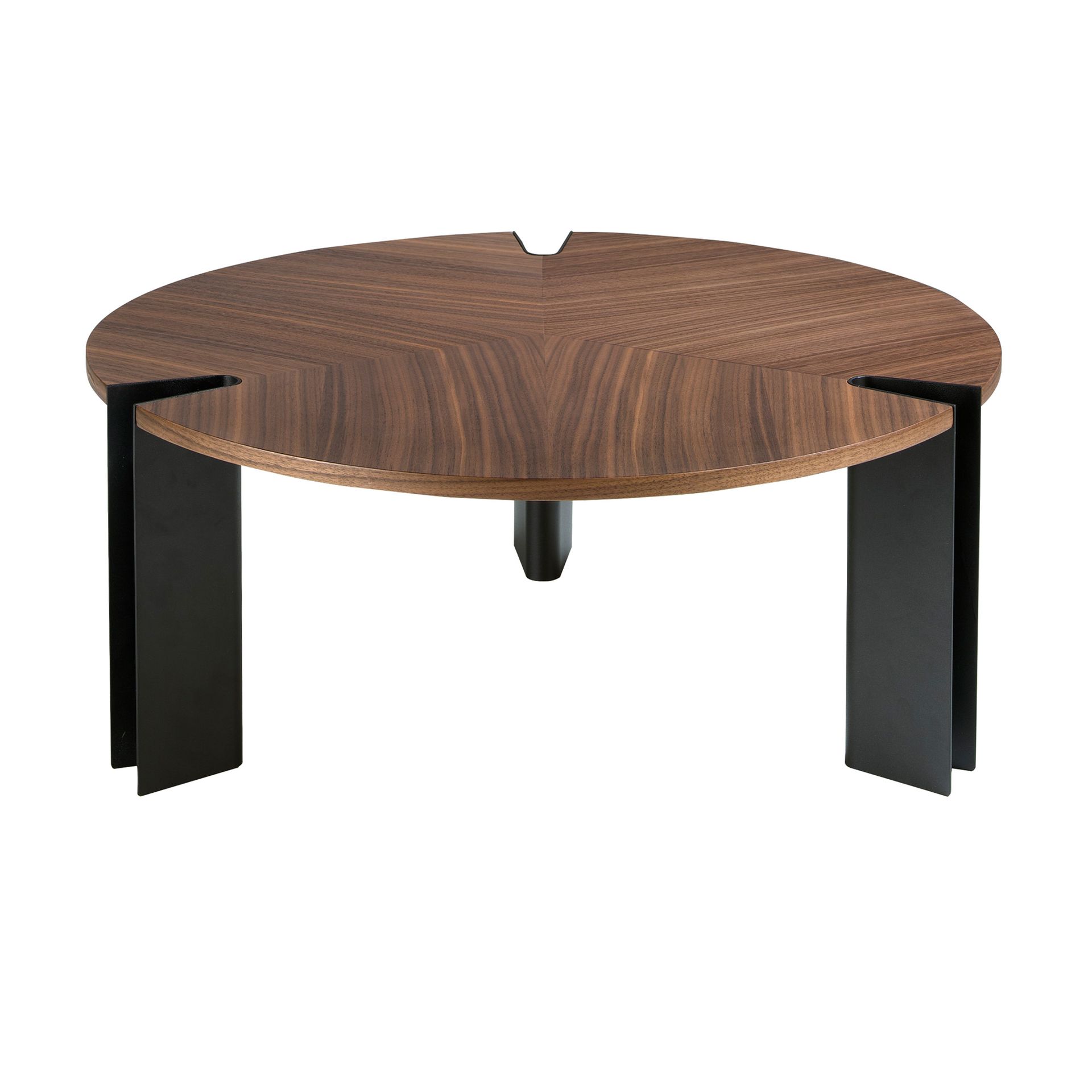 Mesa centro redonda nogal y acero negro - Imagen 2