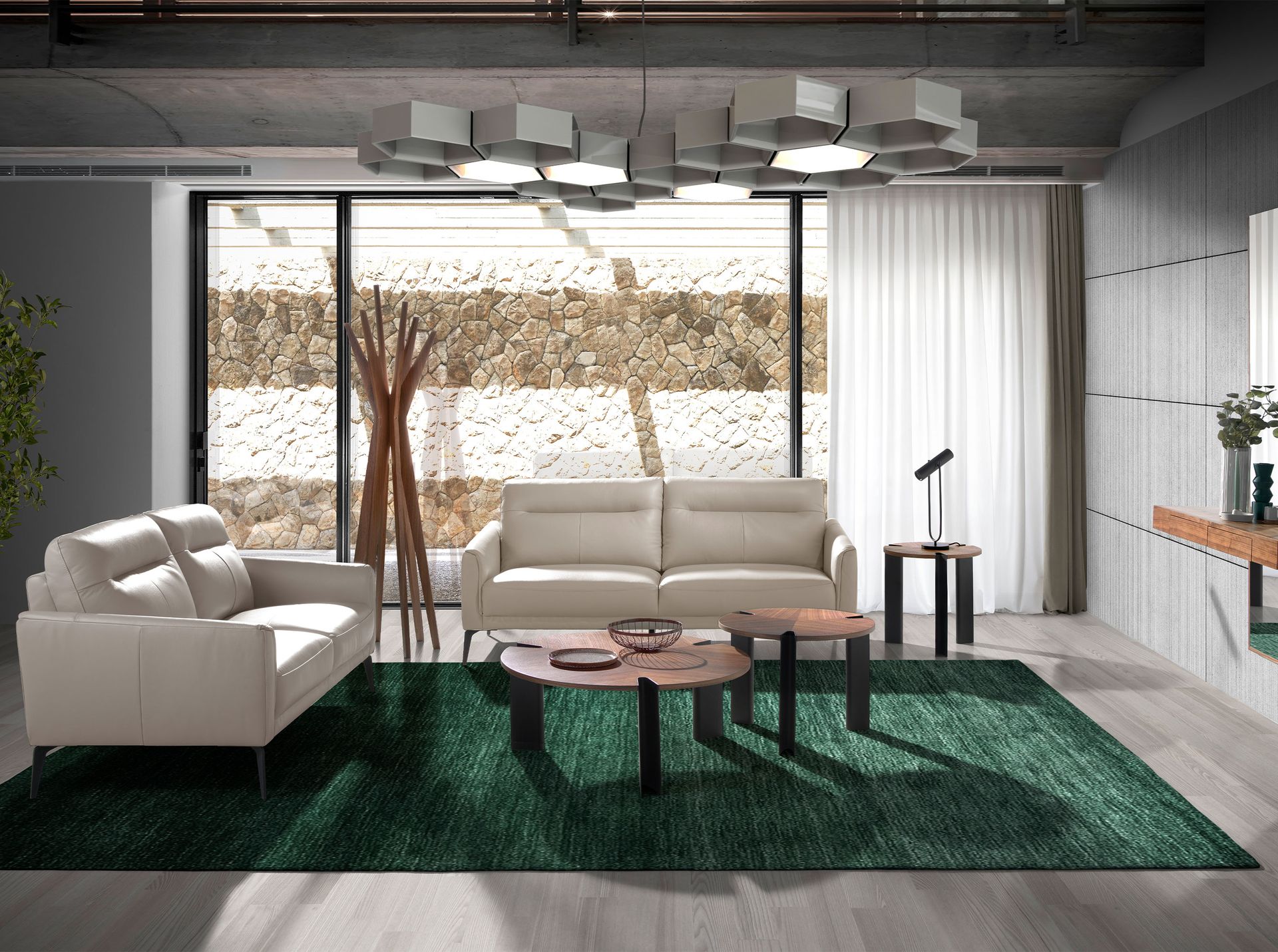 Mesa centro redonda nogal y acero negro - Imagen 6