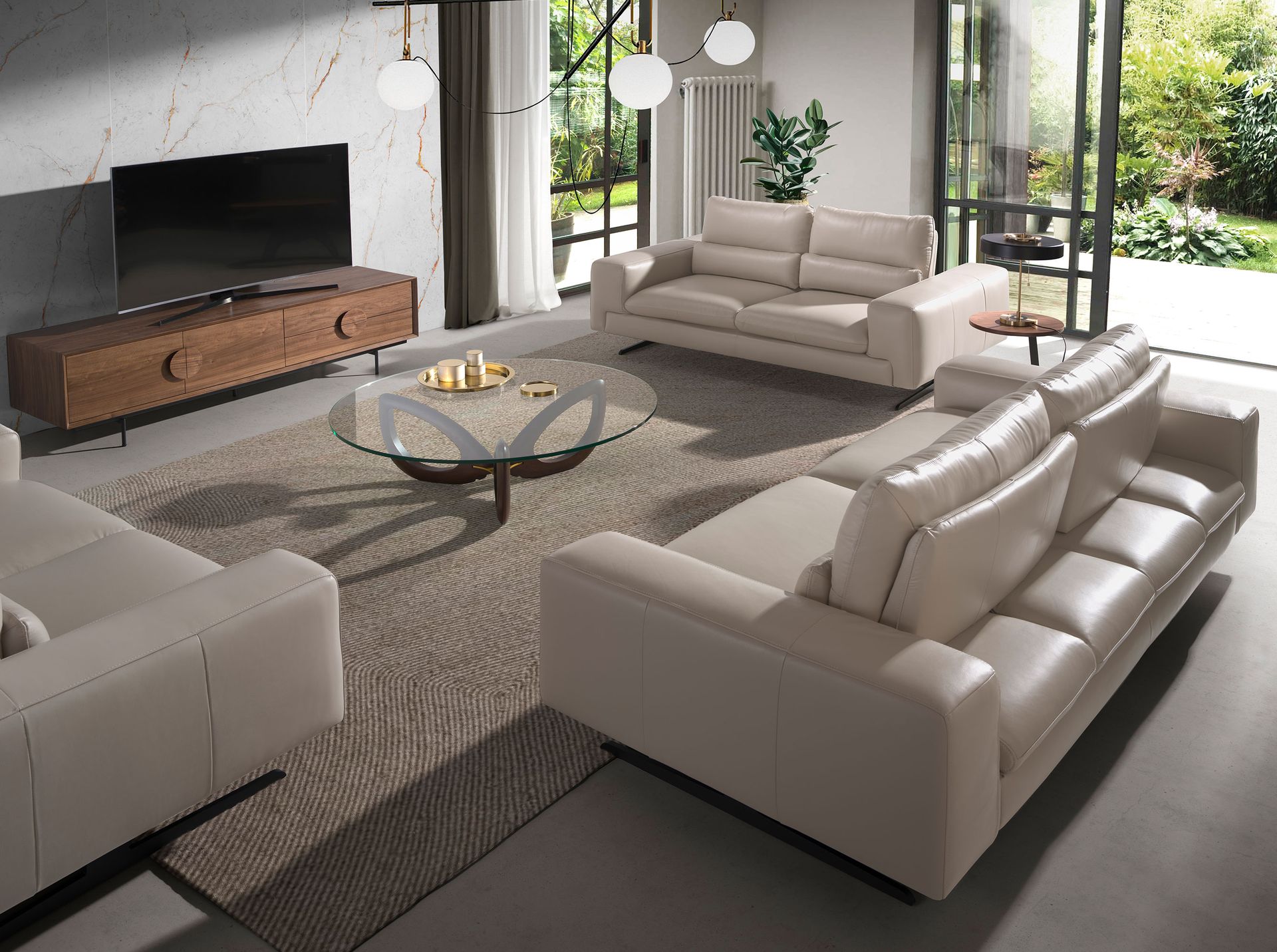 Mesa rincón redonda nogal y acero negro - Imagen 4