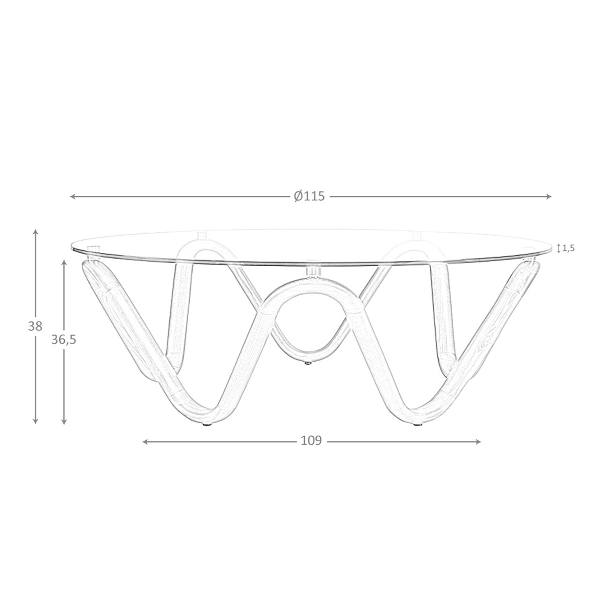 Mesa centro redonda cristal templado y nogal - Imagen 9