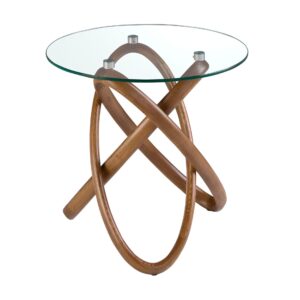 Mesa rincón redonda cristal templado y nogal Angel Cerdá