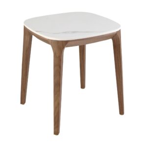 Mesa rincón cuadrada mármol porcelánico y nogal Angel Cerdá