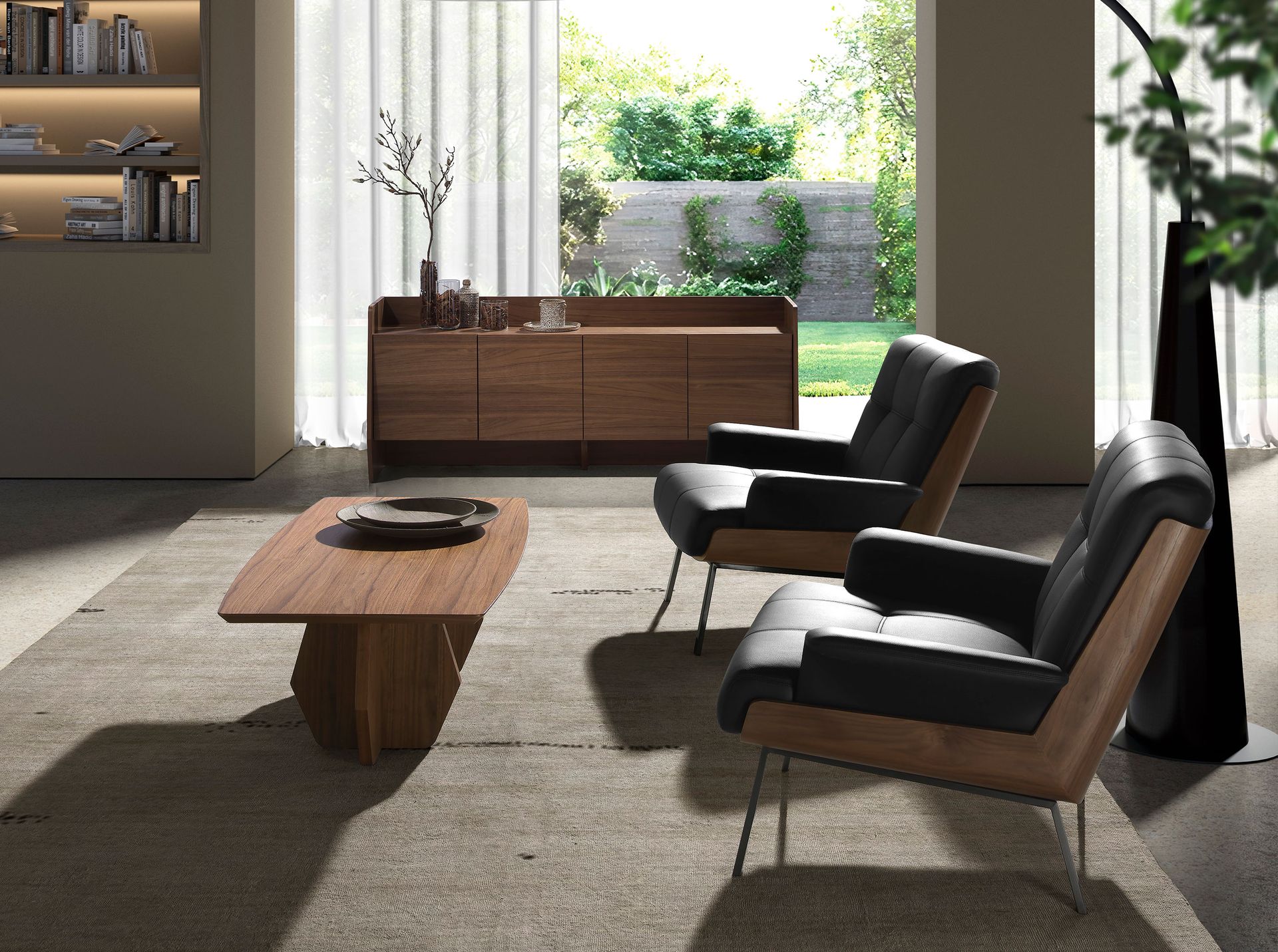 Mesa centro ovalada barril nogal - Imagen 5