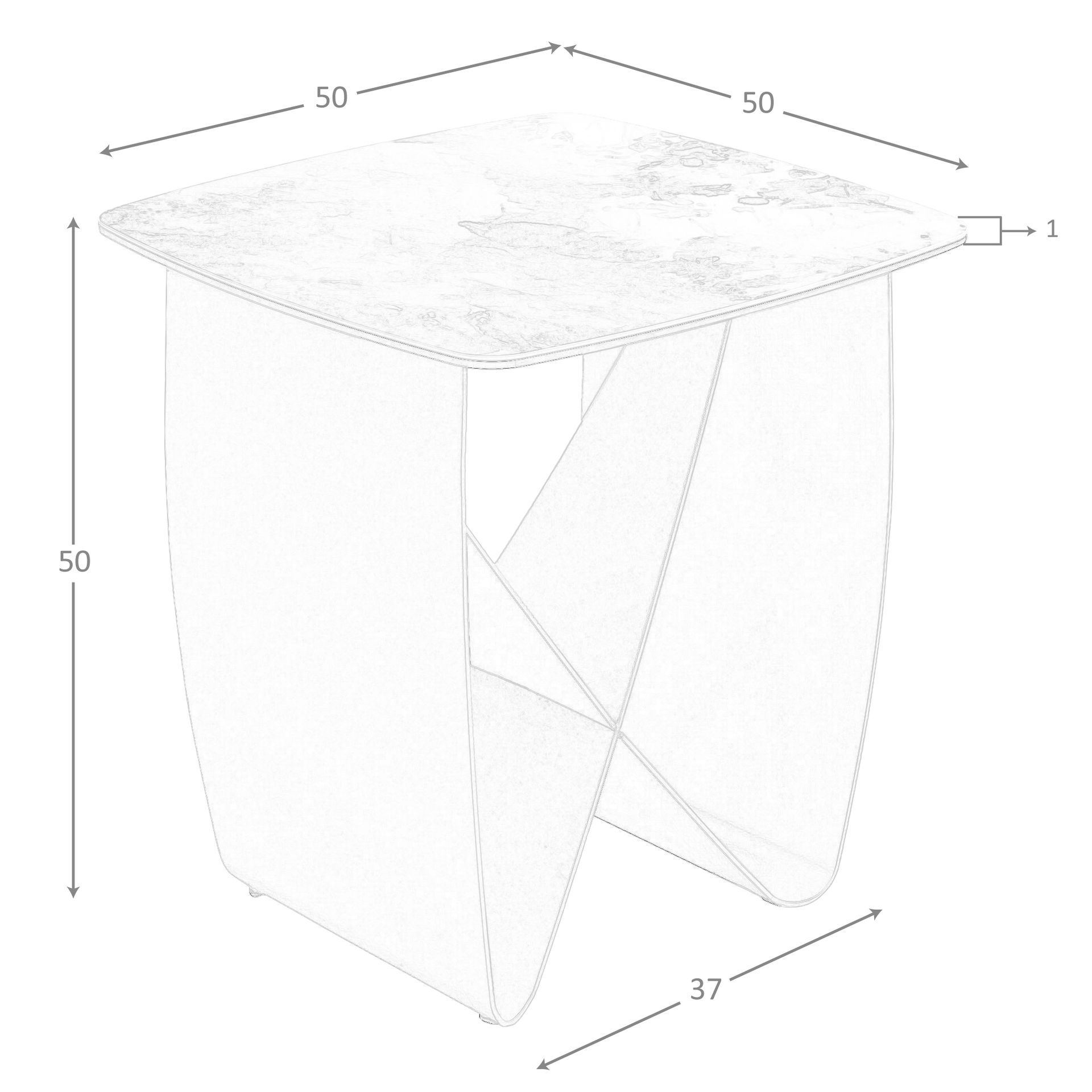 Mesa rincón cuadrada mármol porcelánico y acero taupé metalizado - Imagen 9