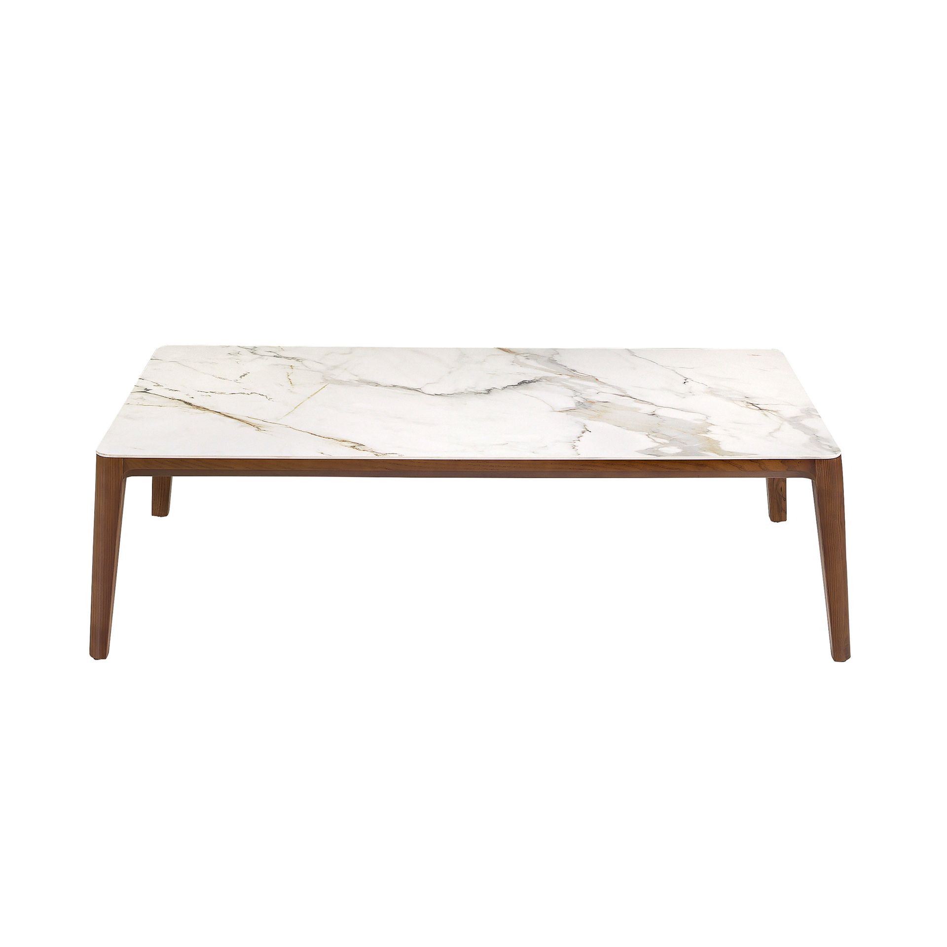 Mesa centro rectangular mármol porcelánico y nogal - Imagen 2