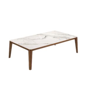 Mesa centro rectangular mármol porcelánico y nogal Angel Cerdá