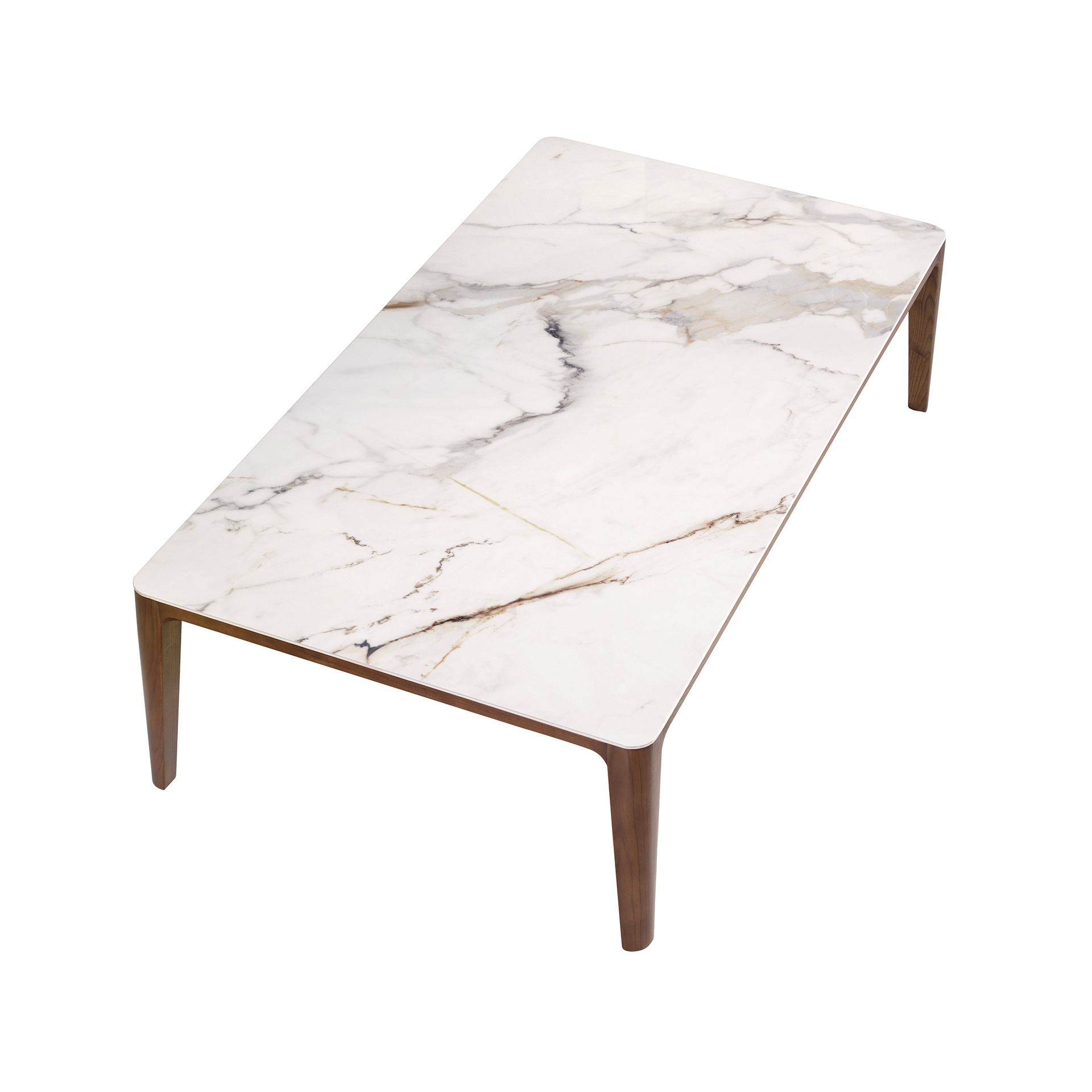 Mesa centro rectangular mármol porcelánico y nogal - Imagen 6