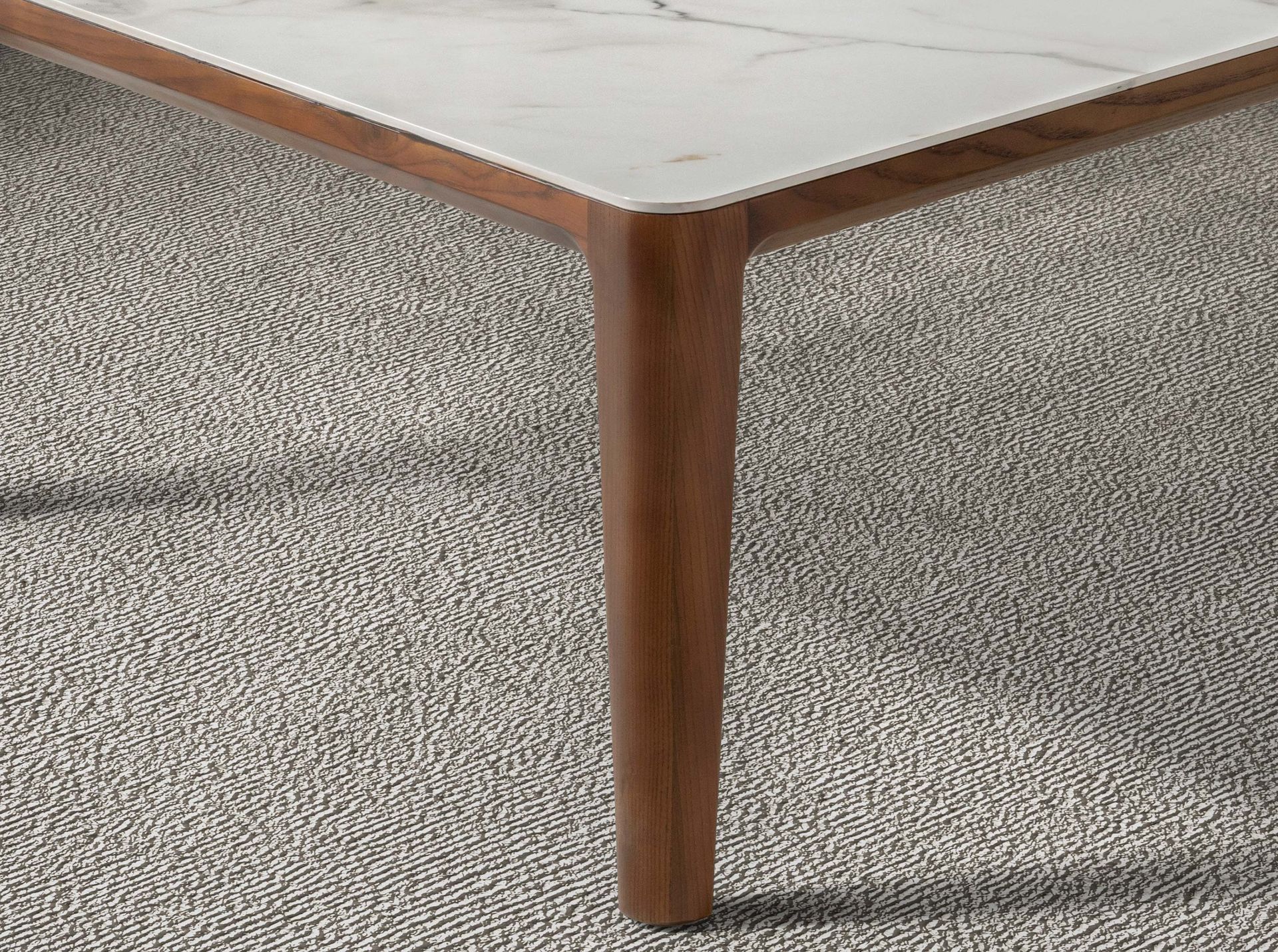 Mesa centro rectangular mármol porcelánico y nogal - Imagen 7