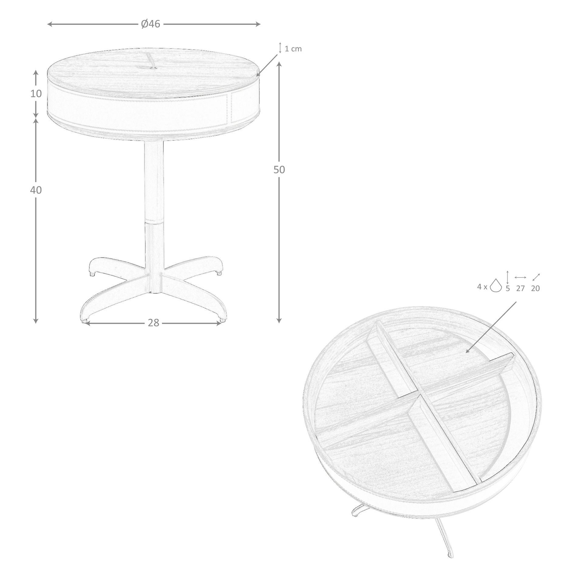 Mesa rincón redonda polipiel, nogal y acero gris - Imagen 9
