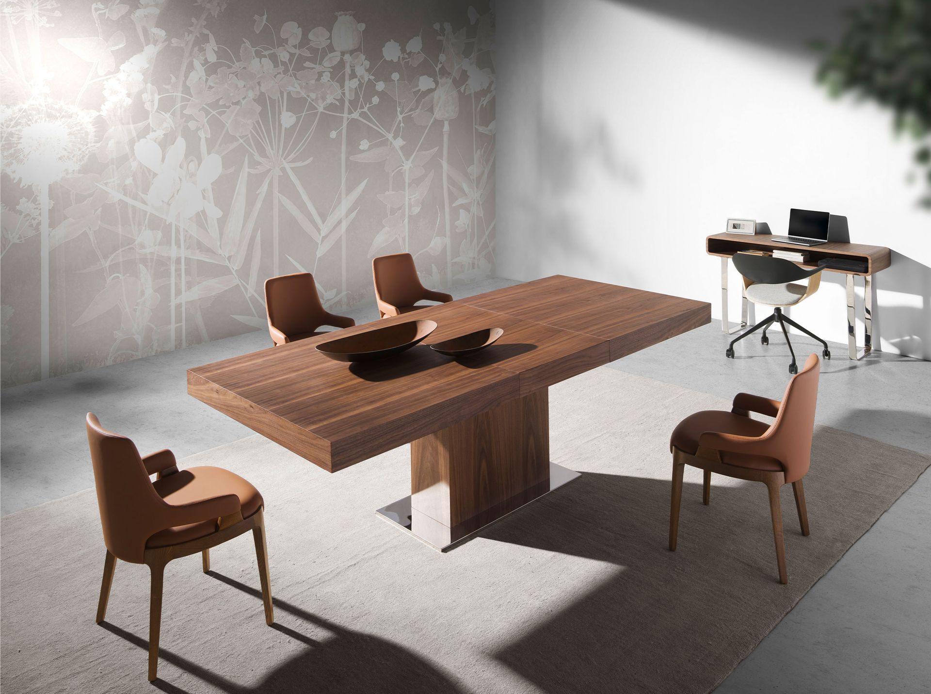 Consola rectangular nogal y acero cromado - Imagen 4