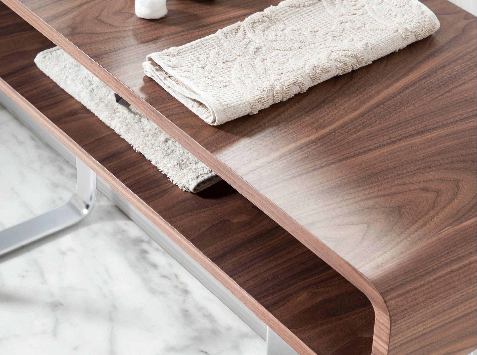 Consola rectangular nogal y acero cromado - Imagen 7