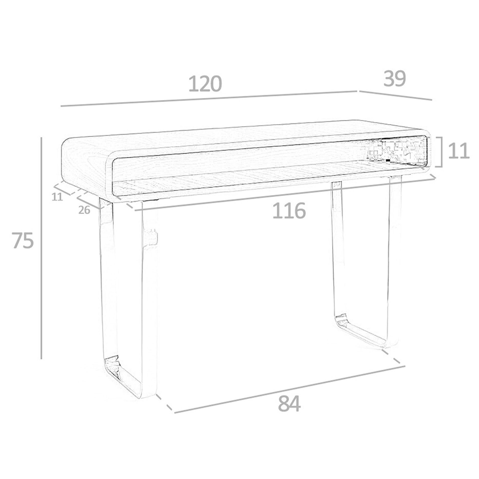 Consola rectangular nogal y acero cromado - Imagen 9