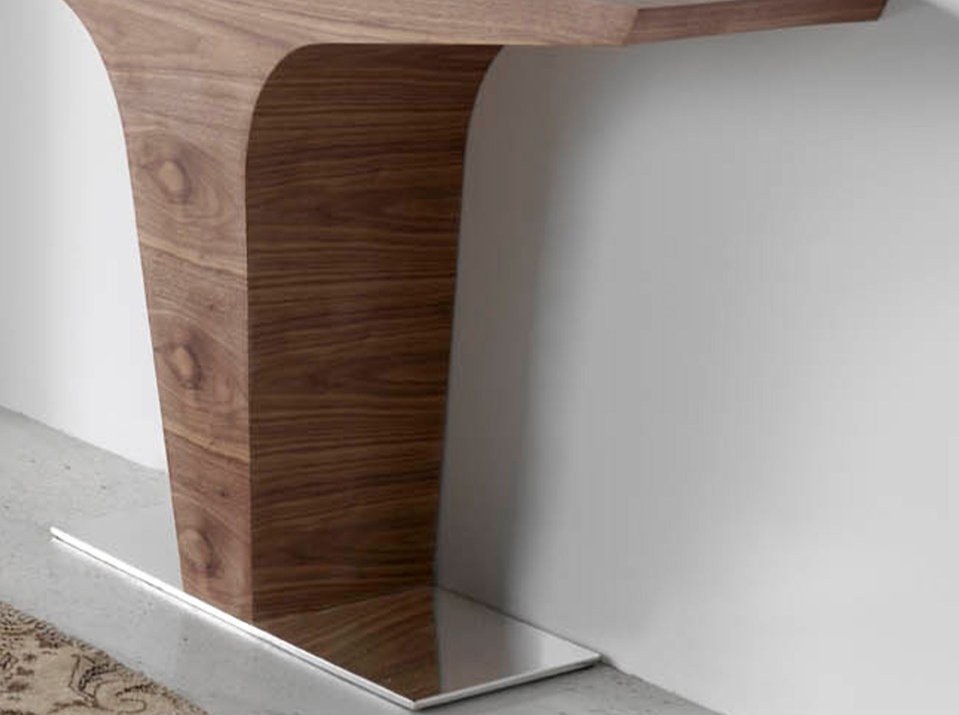 Consola rectangular nogal y base acero cromado - Imagen 6