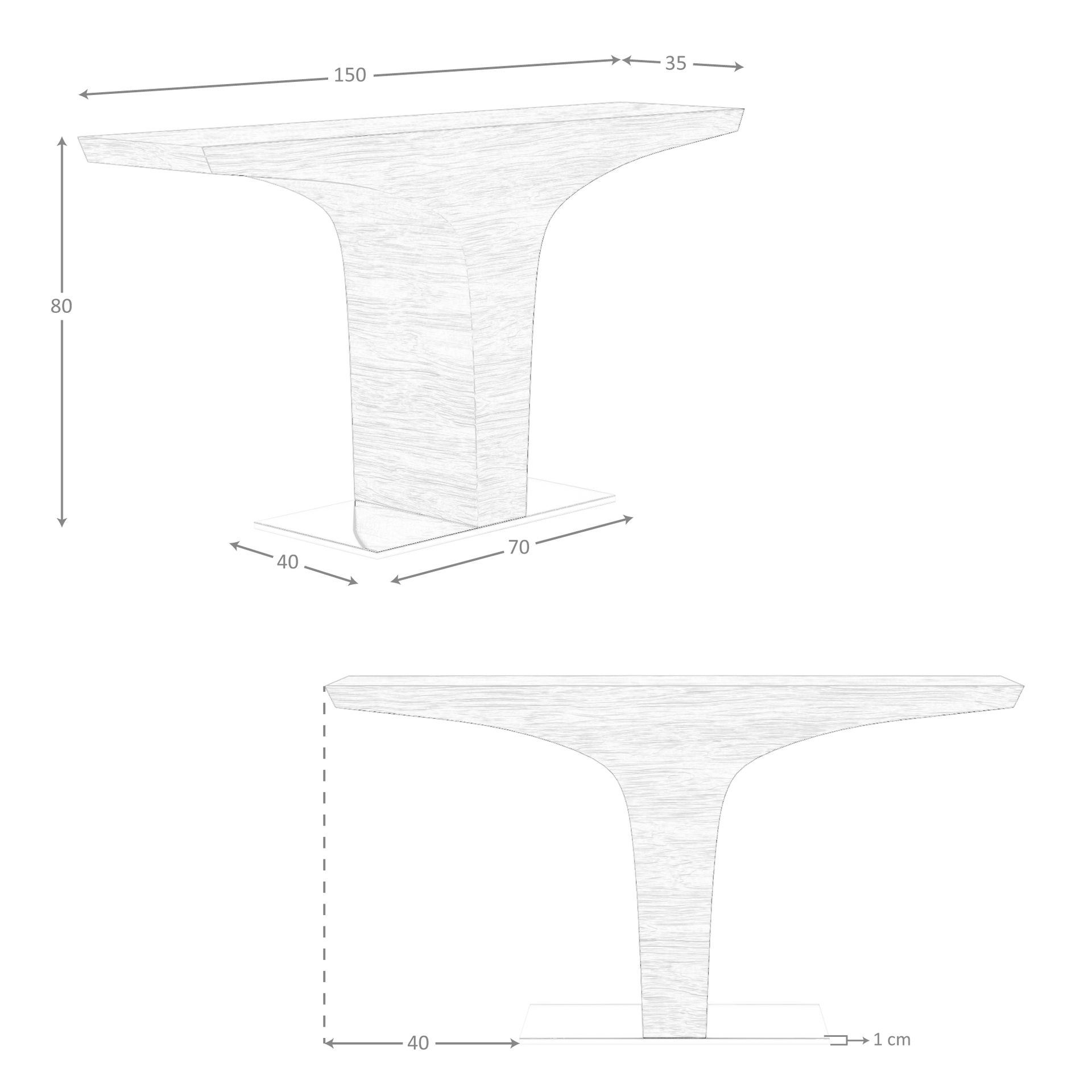 Consola rectangular nogal y base acero cromado - Imagen 7