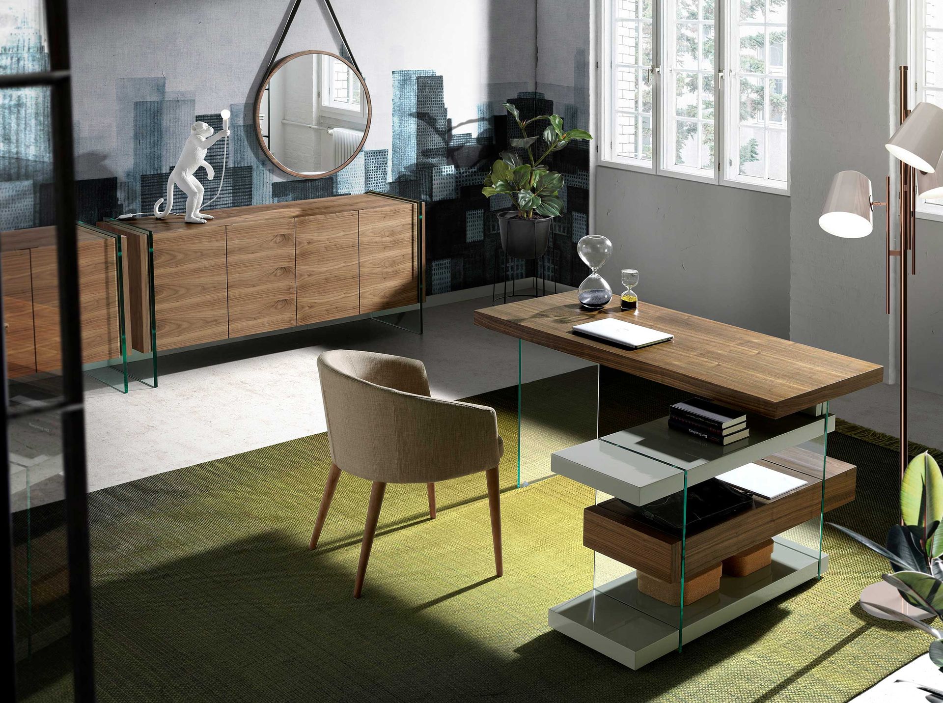 Espejo pared redondo nogal - Imagen 4