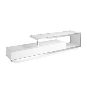 Mueble TV madera blanco y base acero cromado Angel Cerdá