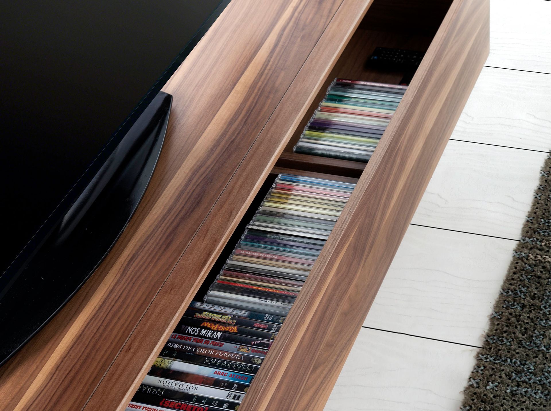 Mueble TV nogal y acero cromado - Imagen 8