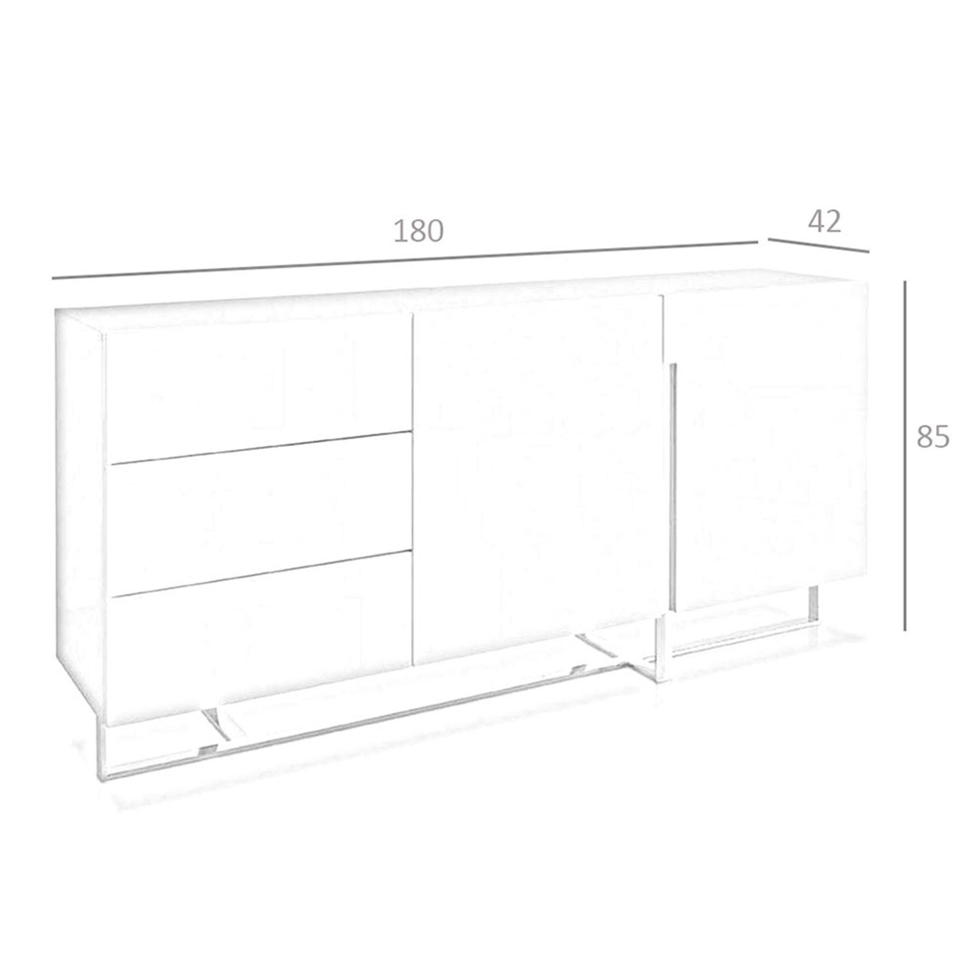 Aparador madera blanco y acero cromado - Imagen 9