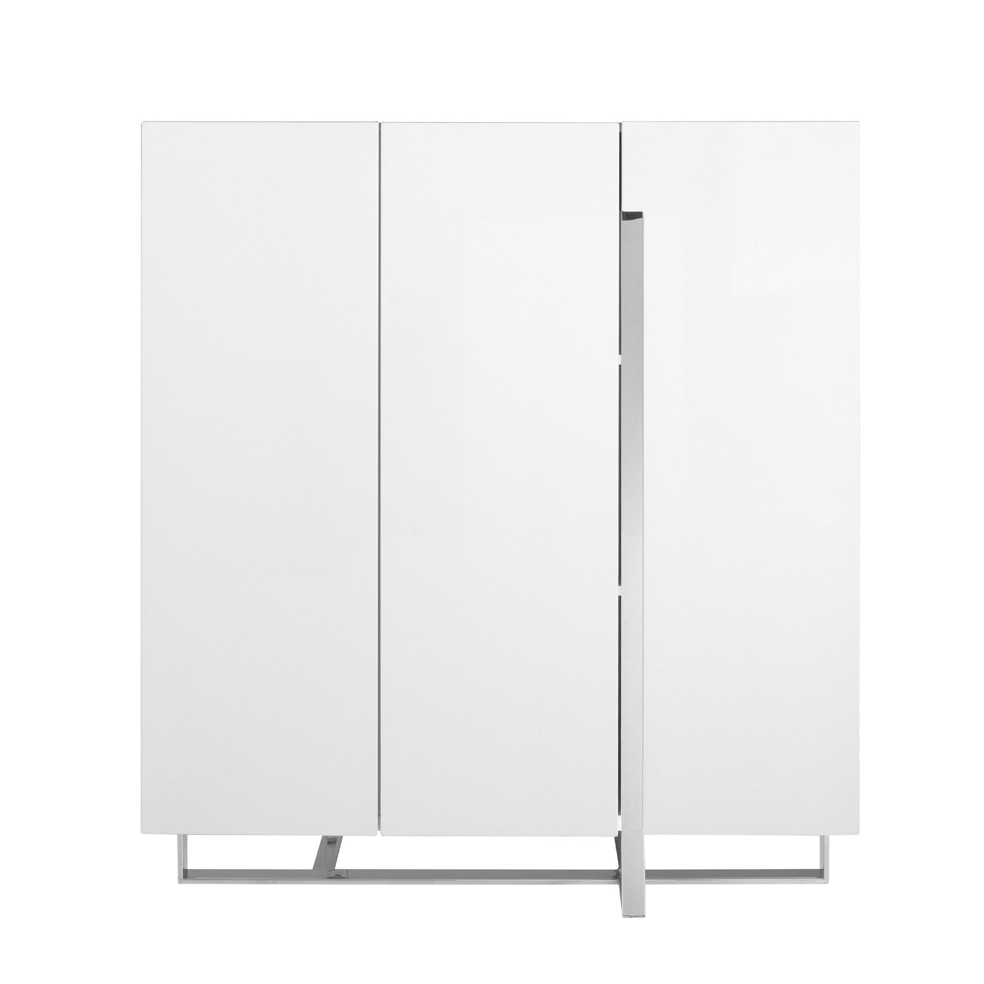 Aparador alto madera blanco y acero cromado - Imagen 2