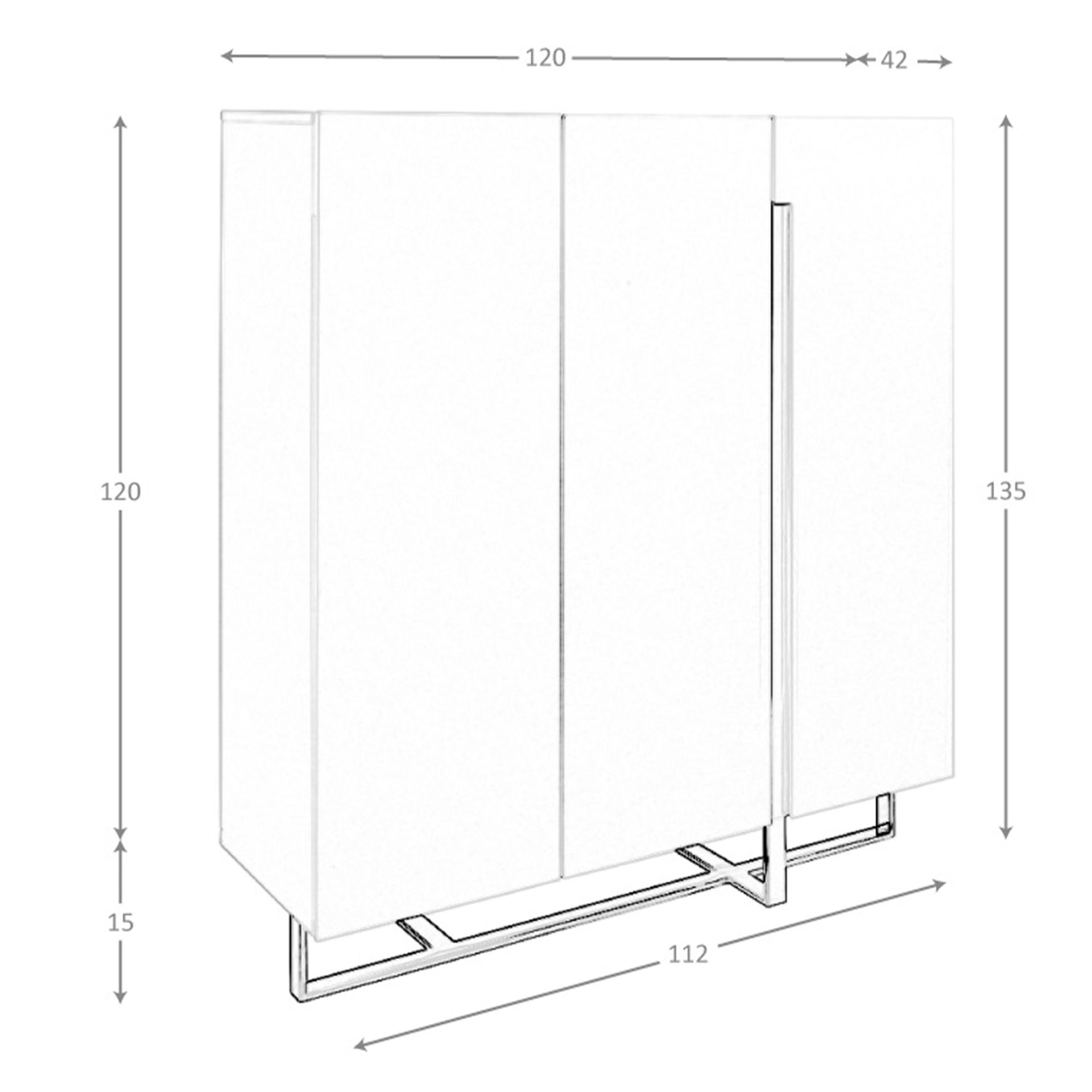 Aparador alto madera blanco y acero cromado - Imagen 9