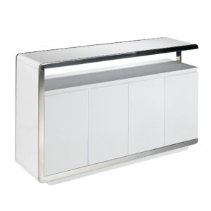 Aparador madera blanco y base acero cromado Angel Cerdá