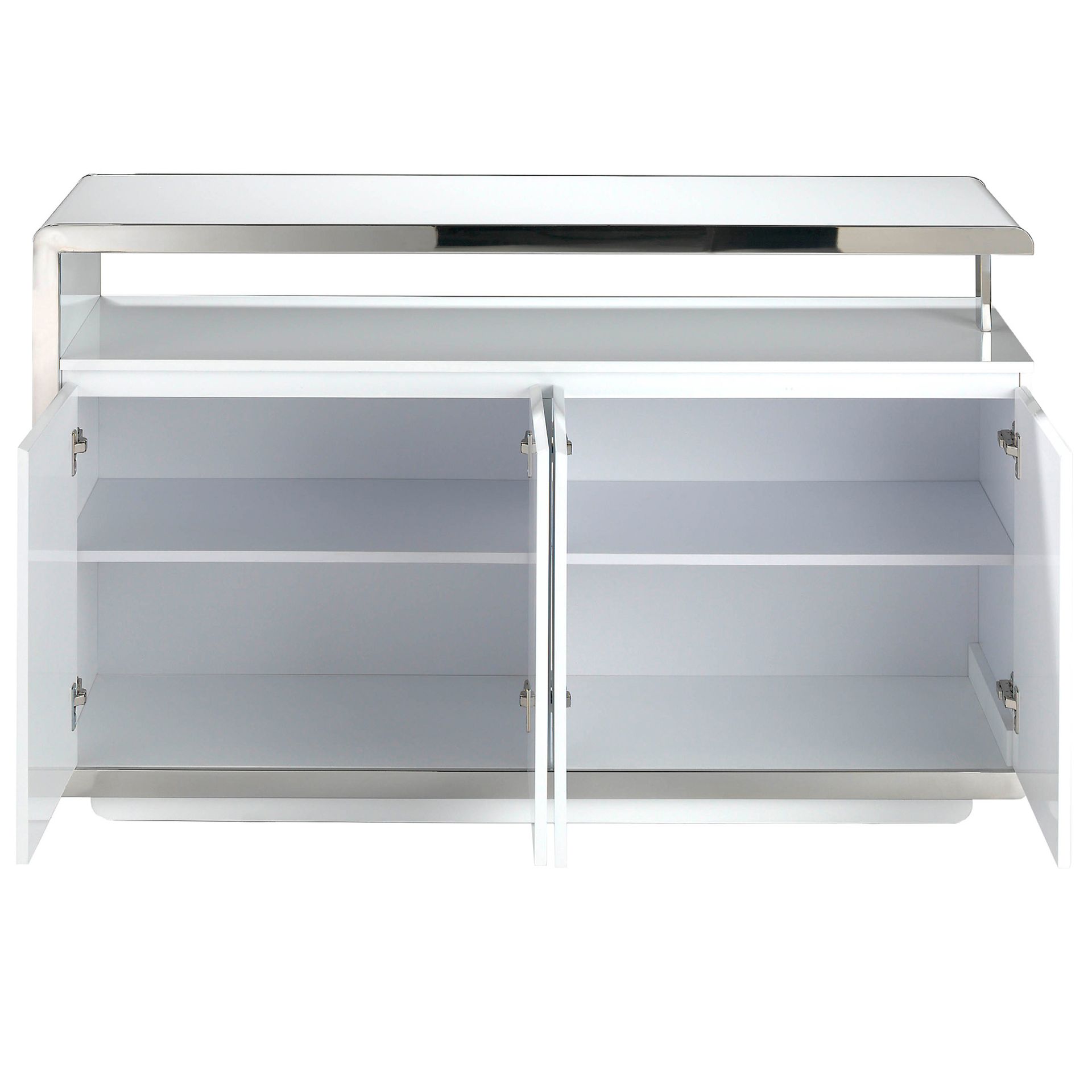 Aparador madera blanco y base acero cromado - Imagen 6