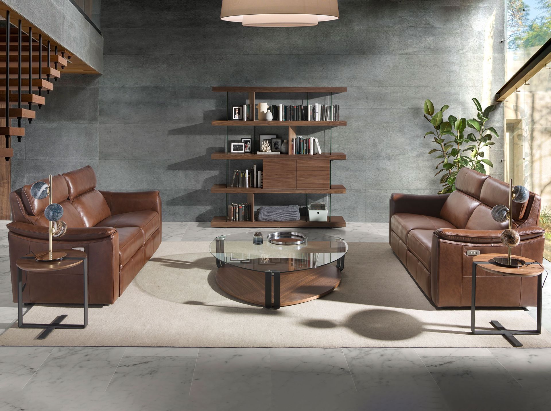 Estantería nogal y cristal - Imagen 4