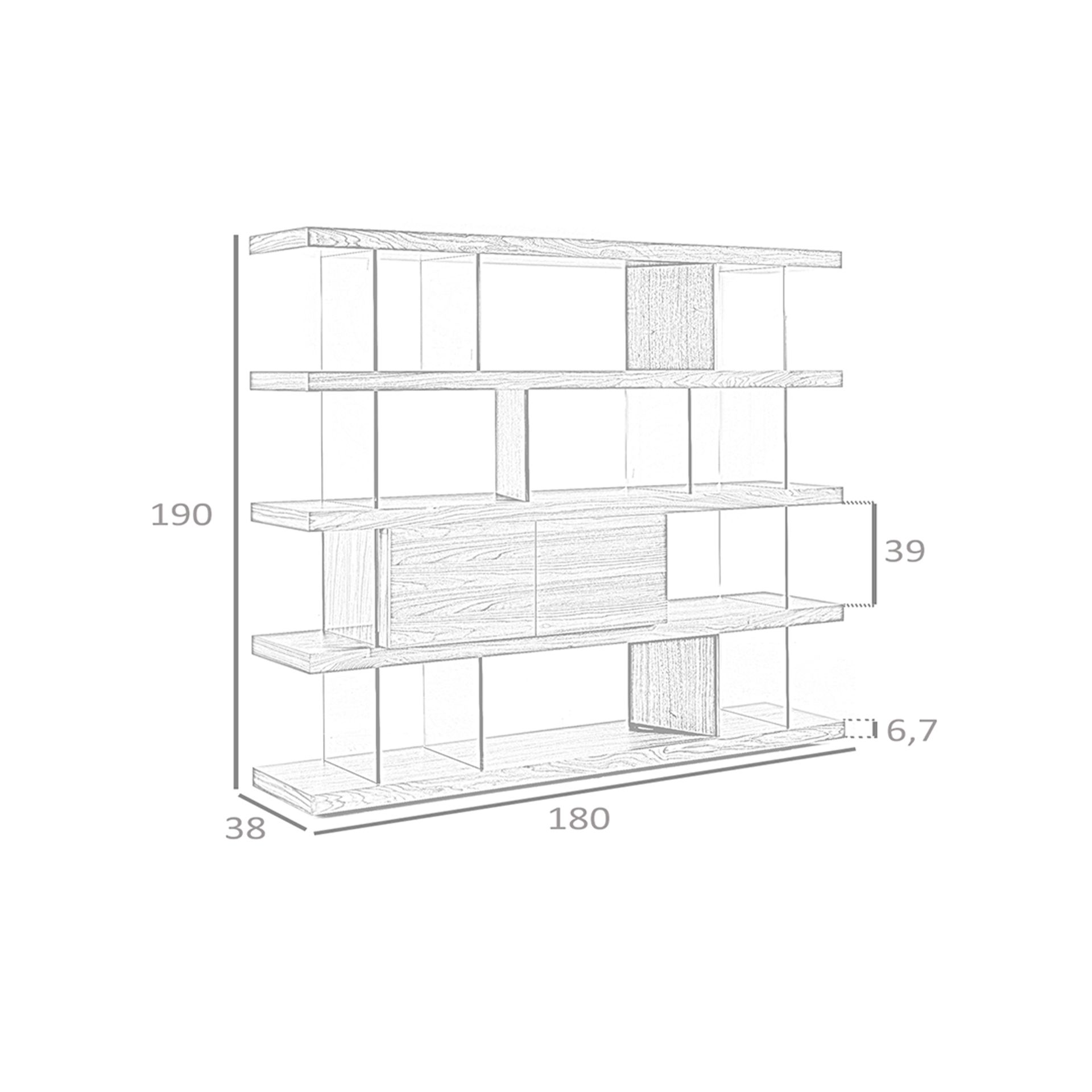 Estantería nogal y cristal - Imagen 8
