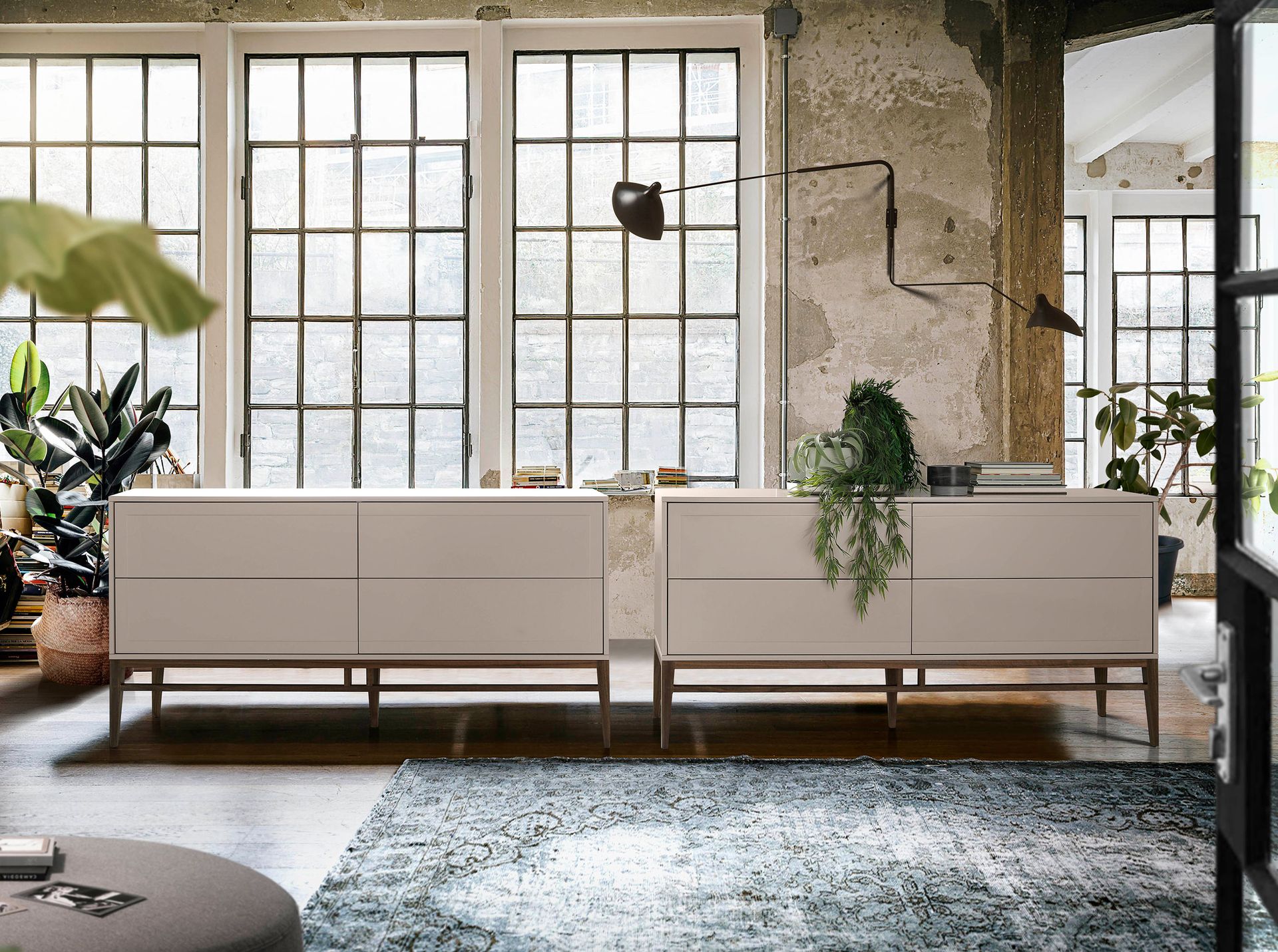 Aparador madera beige y nogal - Imagen 3