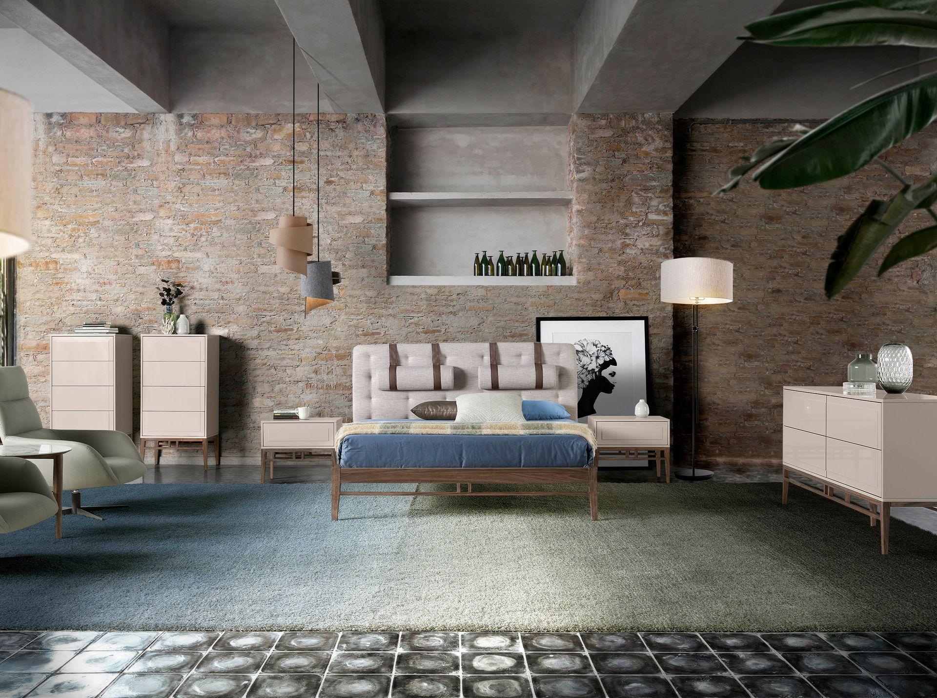 Aparador madera beige y nogal - Imagen 4