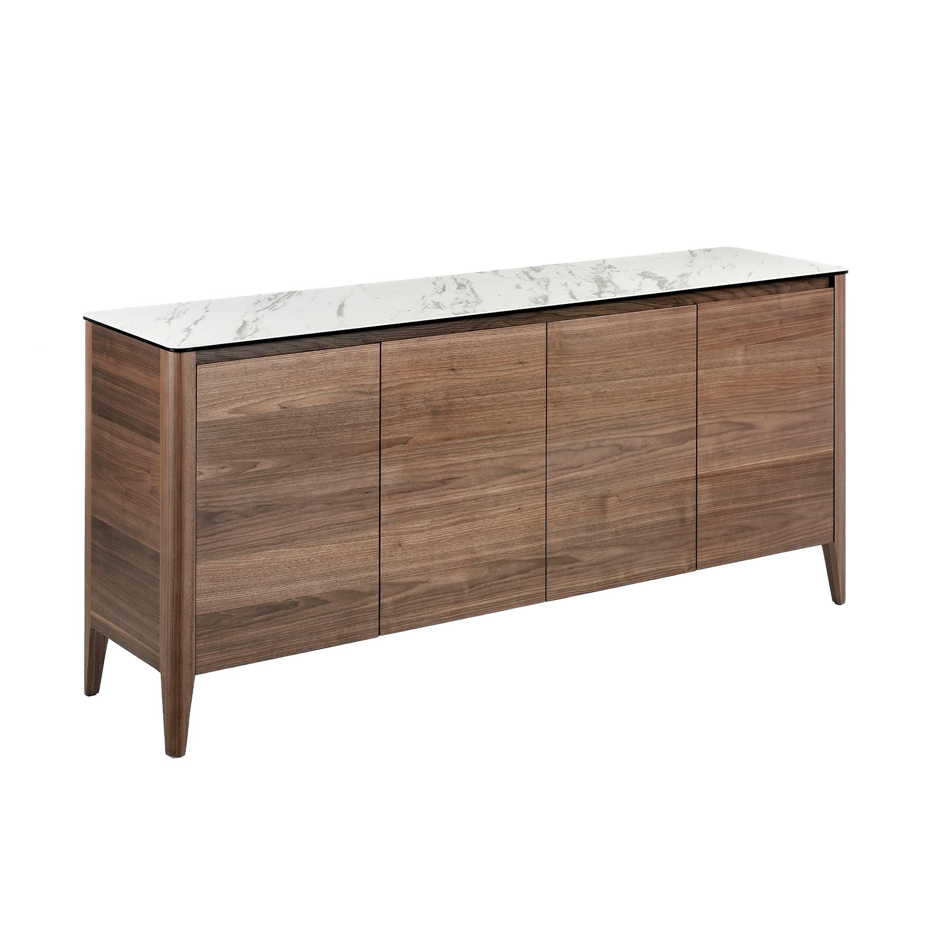 Aparador nogal con tapa de cristal imitación mármol Angel Cerdá