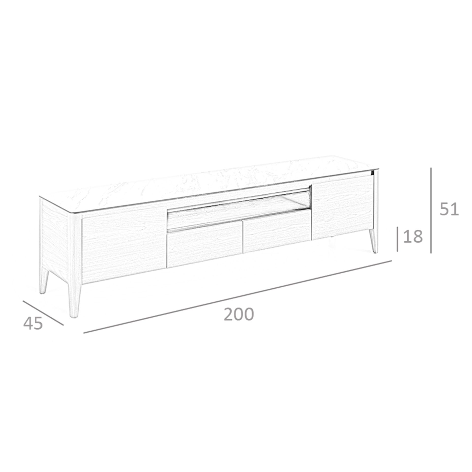 Mueble TV nogal con tapa de cristal imitación mármol - Imagen 7