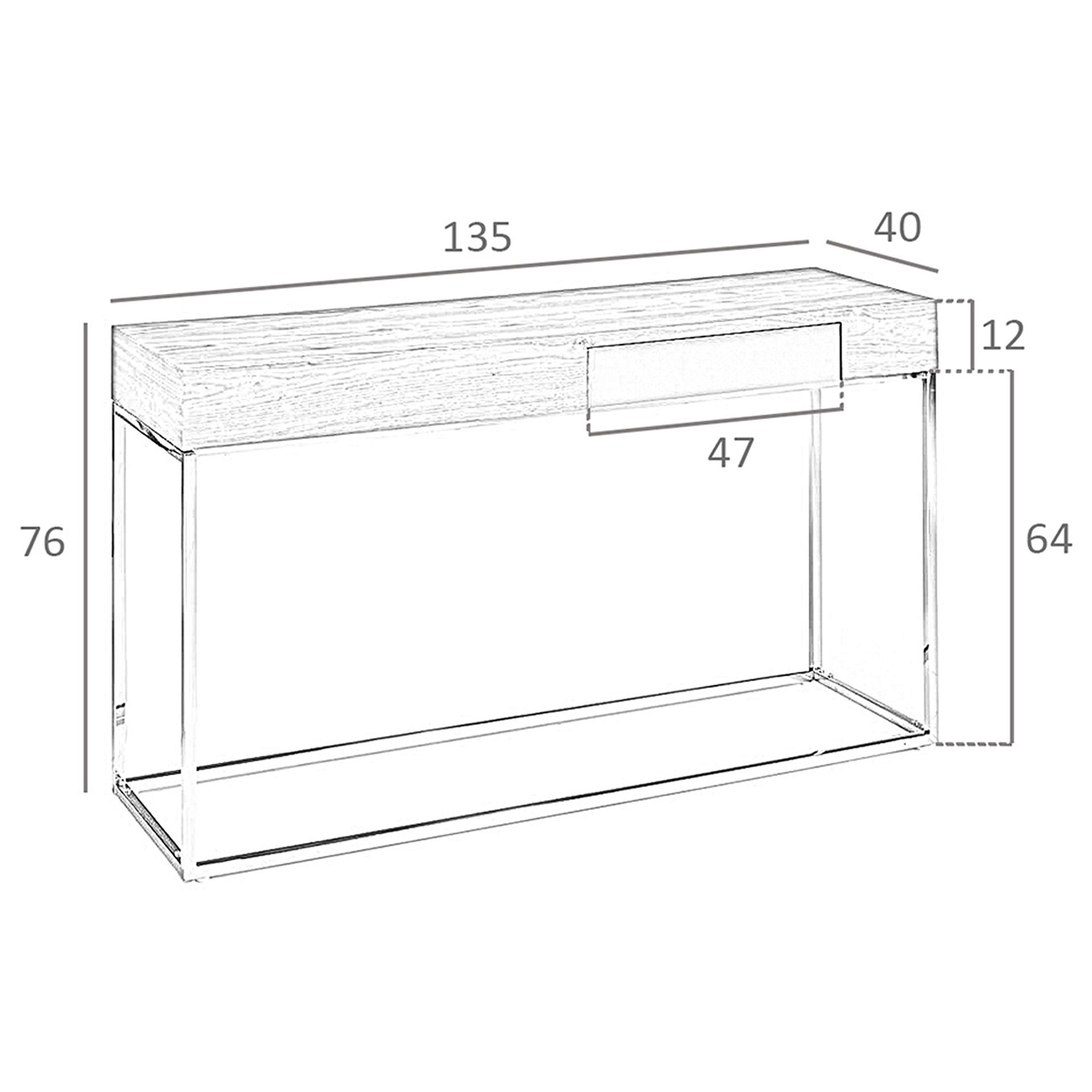 Consola rectangular nogal y acero cromado - Imagen 9